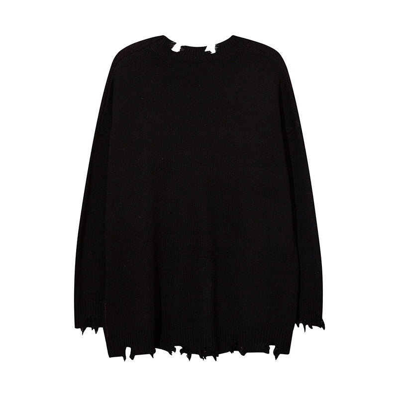 Ladies Zipper Busted Cut Torn Sweater