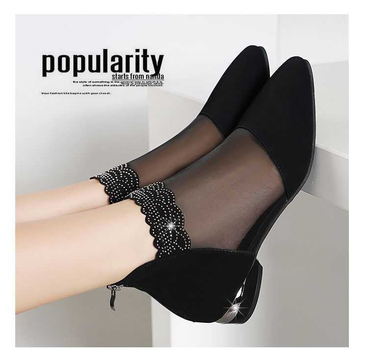 Rhinestone Sandals For Women Spring And Summer New Rhinestone Net Boots Hollow-out Flat Heel Flat Chunky Heel Frosted Closed Toe Sandal Boots