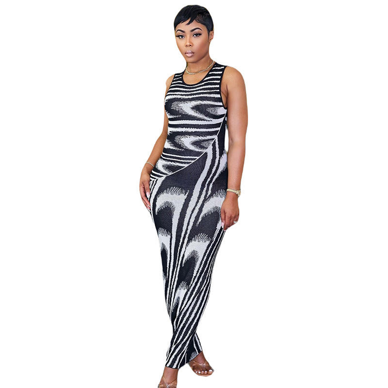 Ladies Sleeveless High Waist Slender Long Dress