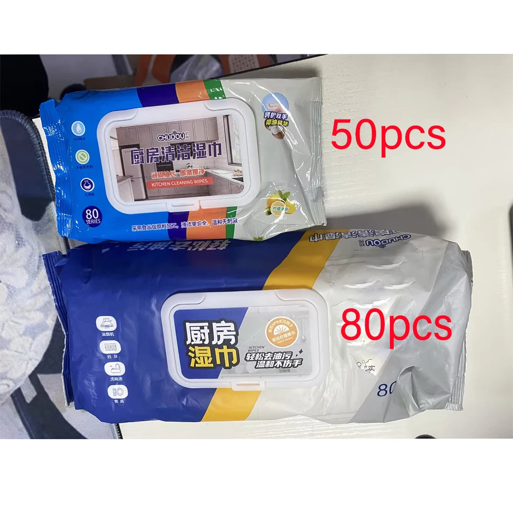 New Kitchen Wipes To Remove Oil and Dirt Household Cleaning Hood Special One Wipe Clean Wet Paper Towels Disposable Facial Wipes