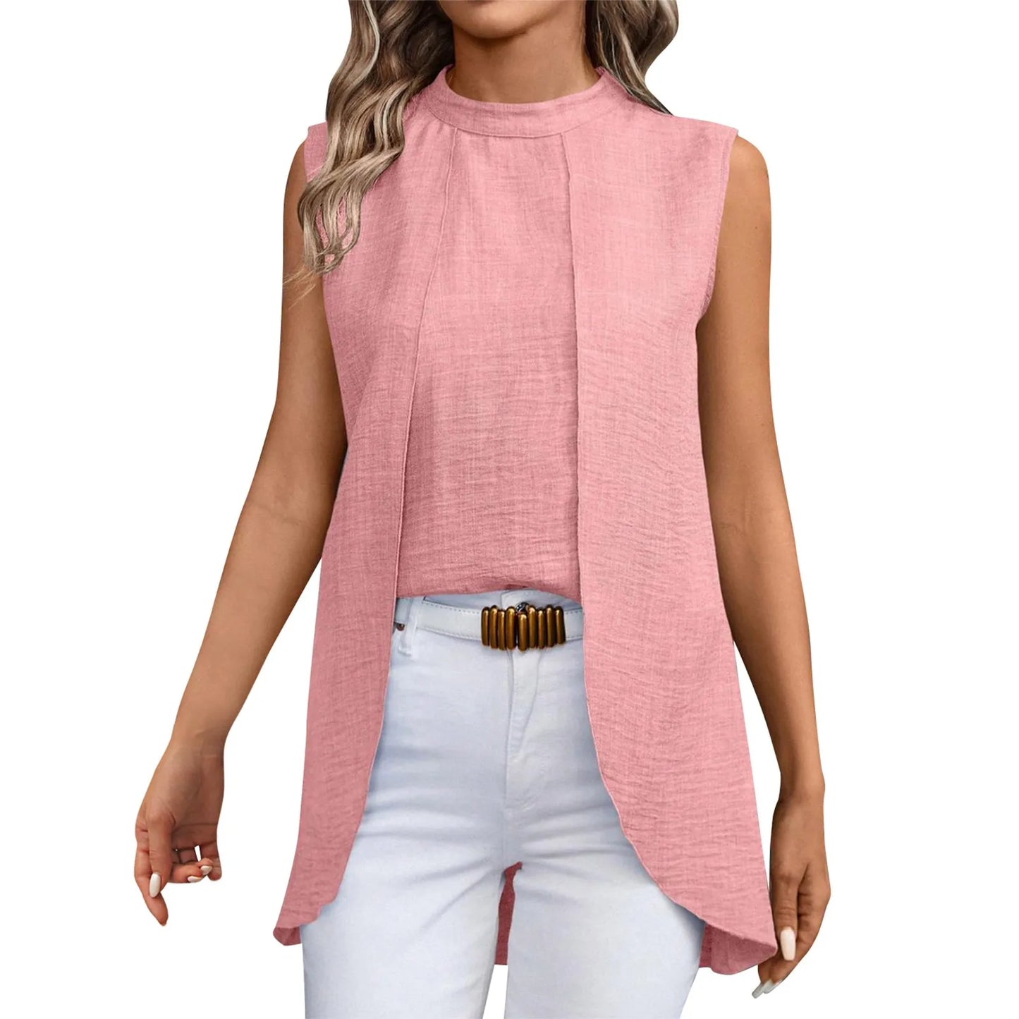 2024 new Sleeveless Shirt For Women Vintage Fashion Casual Loose Irregular Hem Tops personality Shirts ropa de mujer ofertas