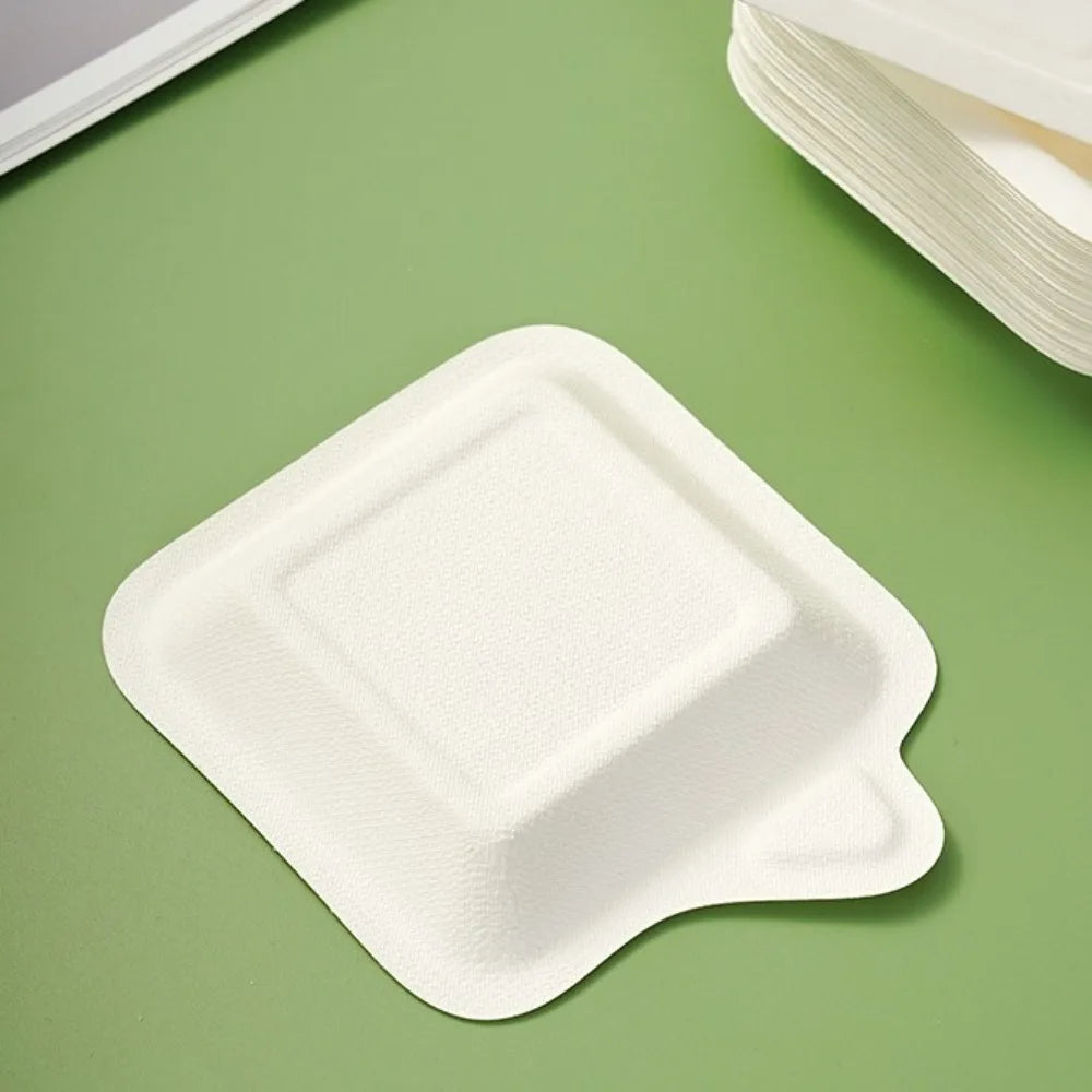 100PCS Biodegradable Material Disposable Paper Plate Eco-Friendly Square Thickened Paper Plate Non-slip Lightweight Cake Plate