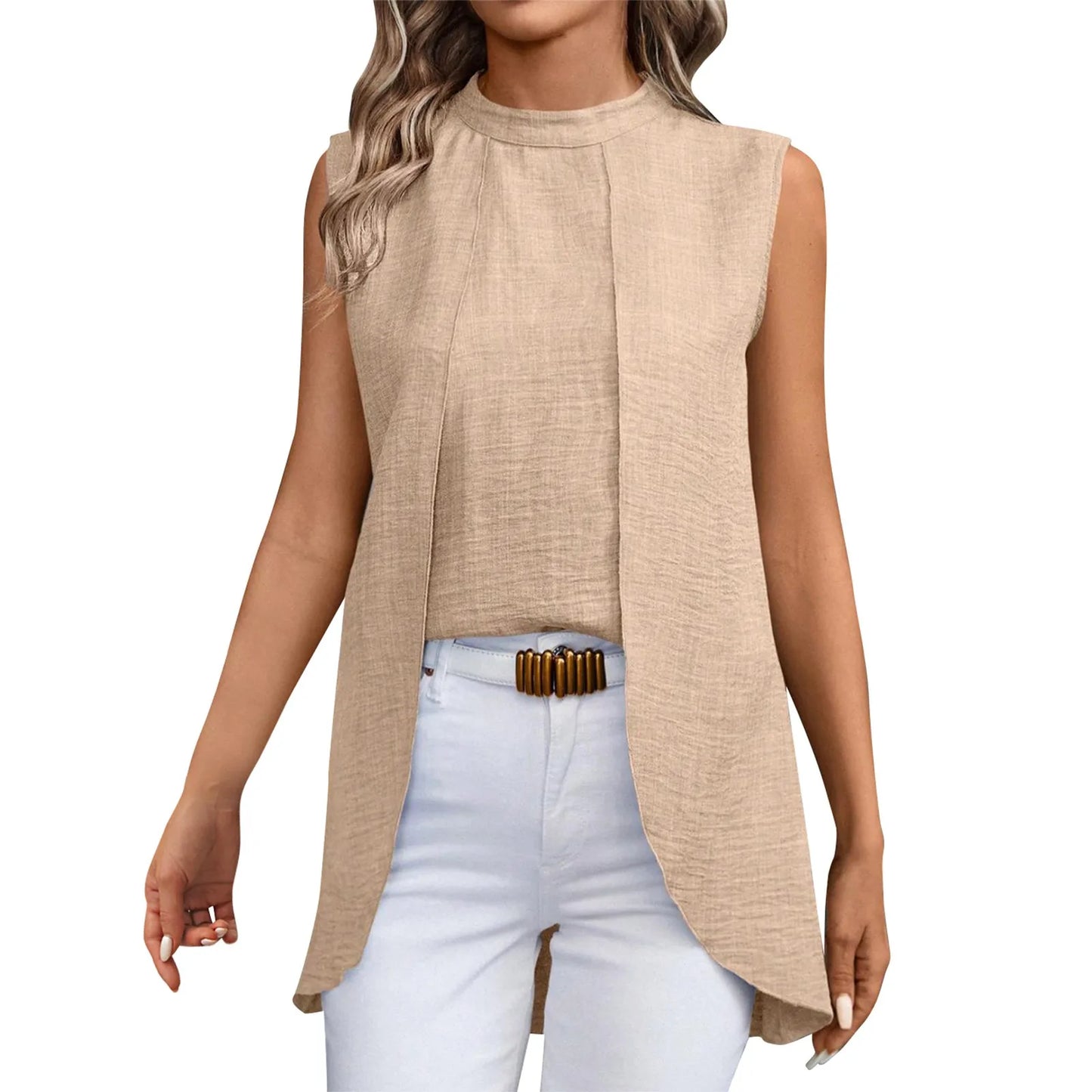 2024 new Sleeveless Shirt For Women Vintage Fashion Casual Loose Irregular Hem Tops personality Shirts ropa de mujer ofertas