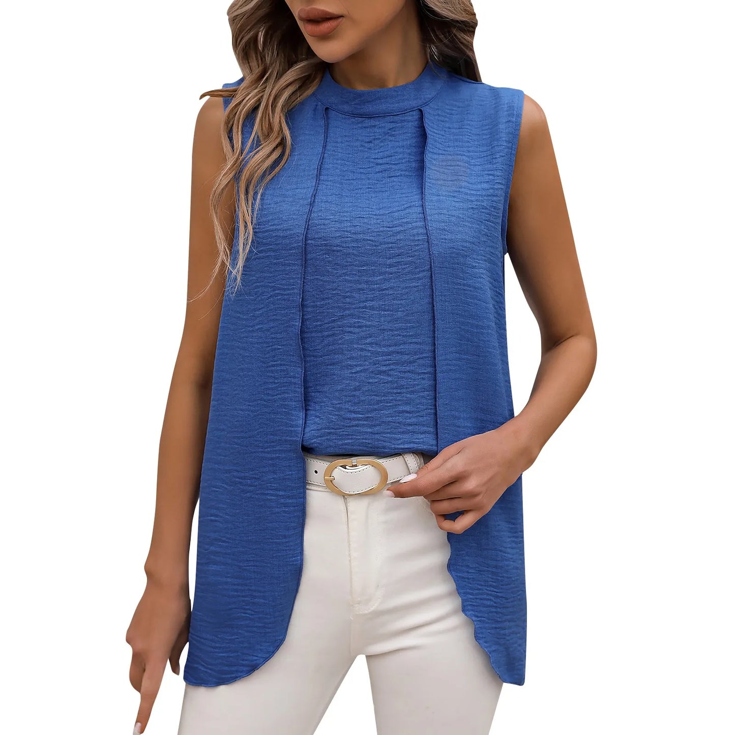 2024 new Sleeveless Shirt For Women Vintage Fashion Casual Loose Irregular Hem Tops personality Shirts ropa de mujer ofertas