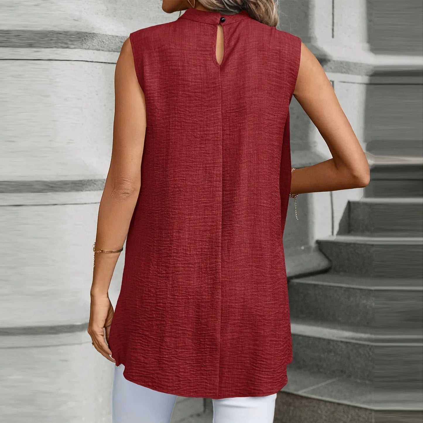 2024 new Sleeveless Shirt For Women Vintage Fashion Casual Loose Irregular Hem Tops personality Shirts ropa de mujer ofertas