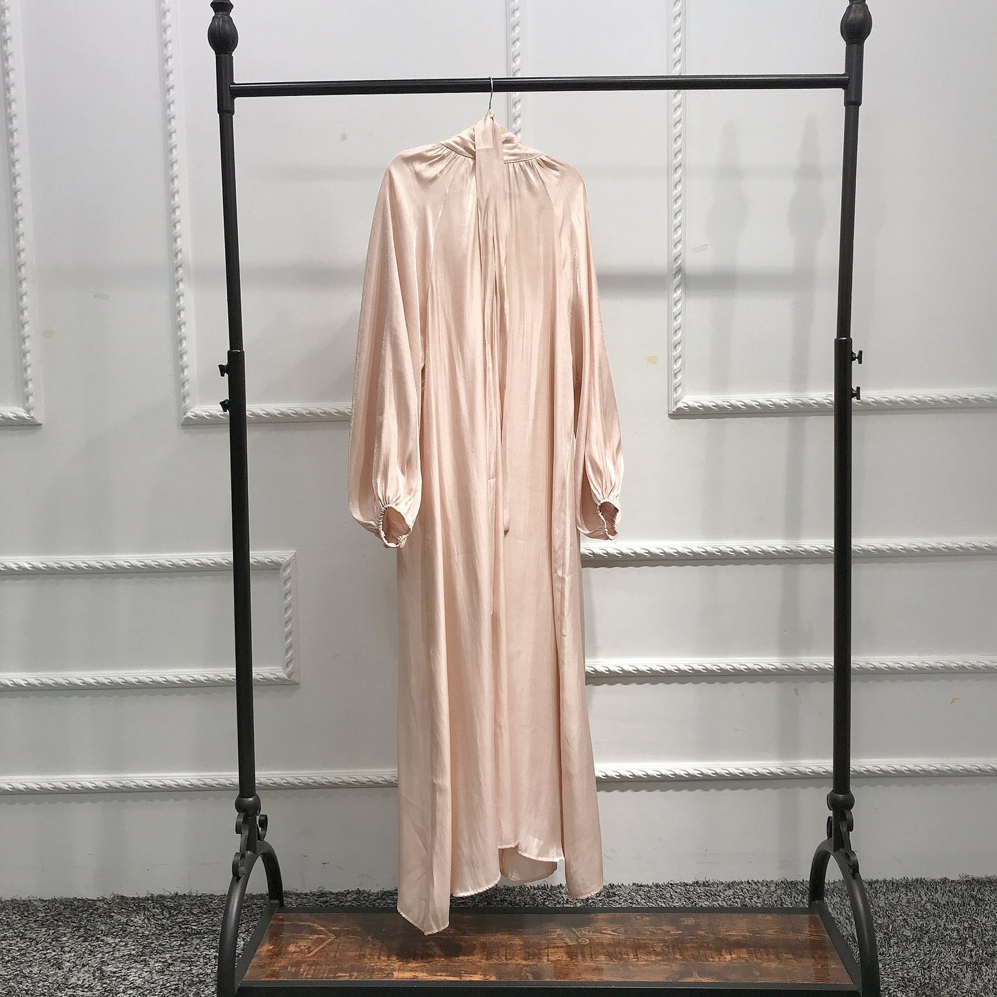Turkish Solid Color Plus Size Lace Up Robe Dress