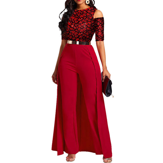 Hot Selling European And American Sexy Fashion Lace Stitching Dress