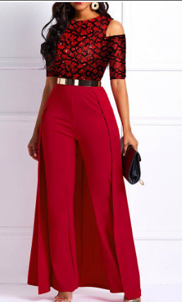 Hot Selling European And American Sexy Fashion Lace Stitching Dress