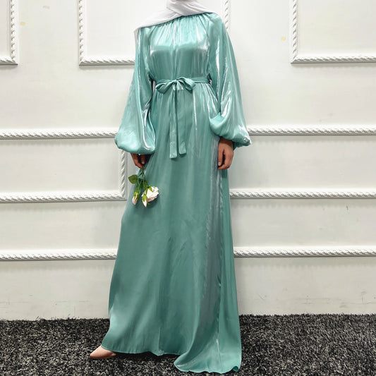 Turkish Solid Color Plus Size Lace Up Robe Dress