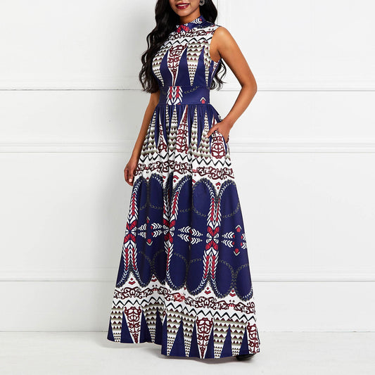 Ladies Fashion Digital Printed Sleeveless Dress