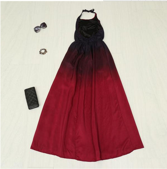 AliExpress hanging neck split dress female new European and American fashion rendering sleeveless dress