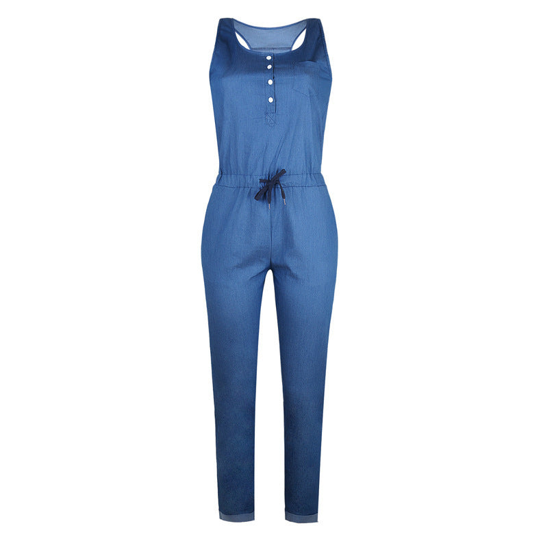 Denim Sleeveless Jumpsuit