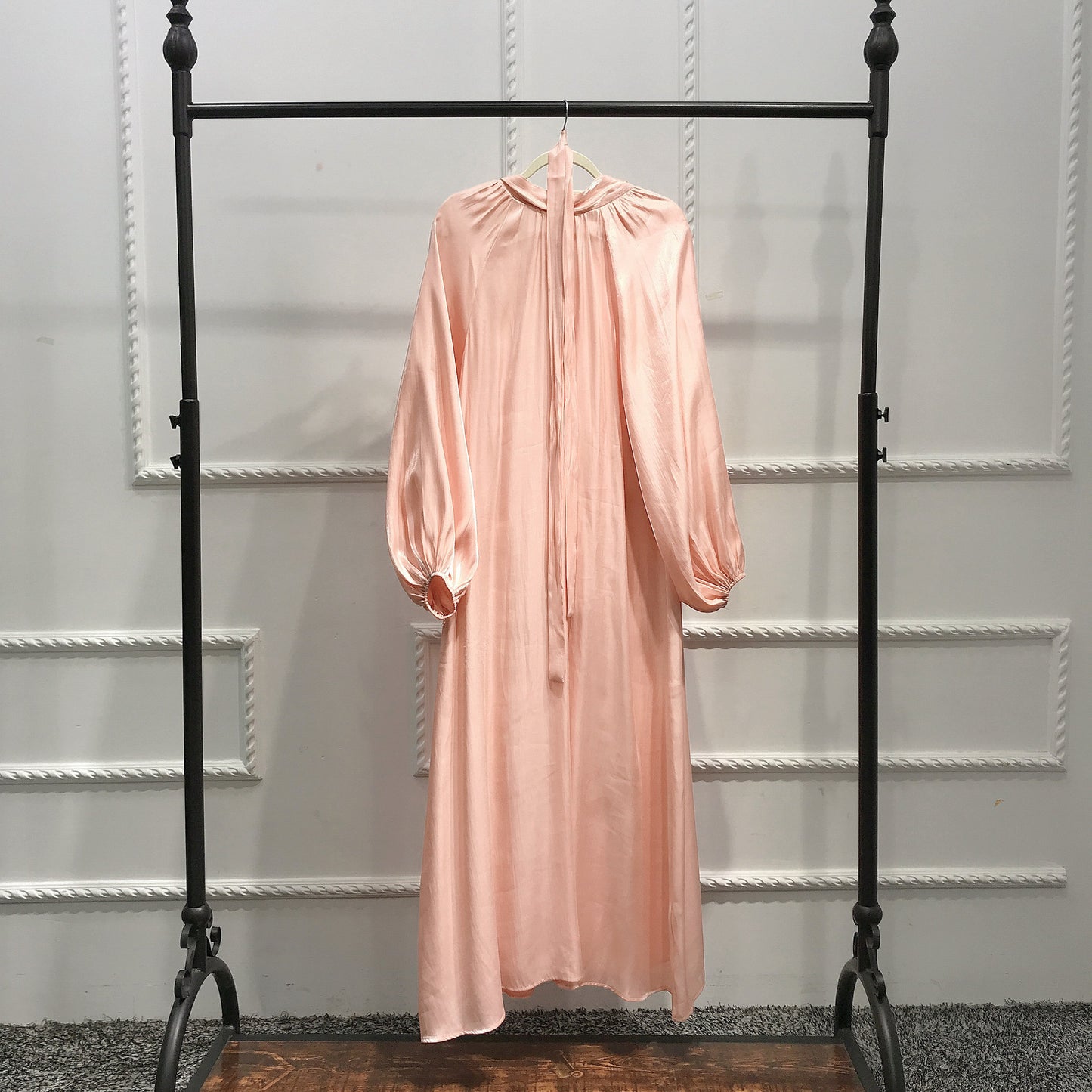 Turkish Solid Color Plus Size Lace Up Robe Dress