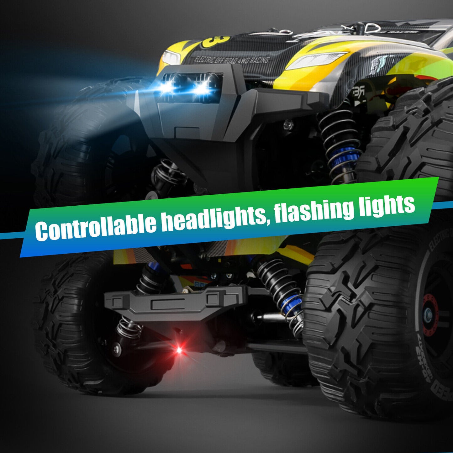 High Speed 50 Kmh RC Car, RC Monster Truck,Racing Hobby Car, 4WD All Terrain Off-Road Remote Control Car, 2.4Ghz RC Crawler, 2 Battery, Kids Adults Gifts,Logistics Is Randomly Sent By UPS,USPS,FEDEX