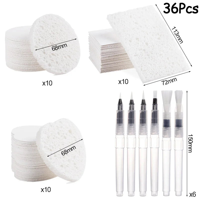 26/36Pcs 3D Drawing Magic Canvas Sponge with Water Brush DIY Art Foam Texture Painting Paper Kids Birthday Party Christmas Gifts