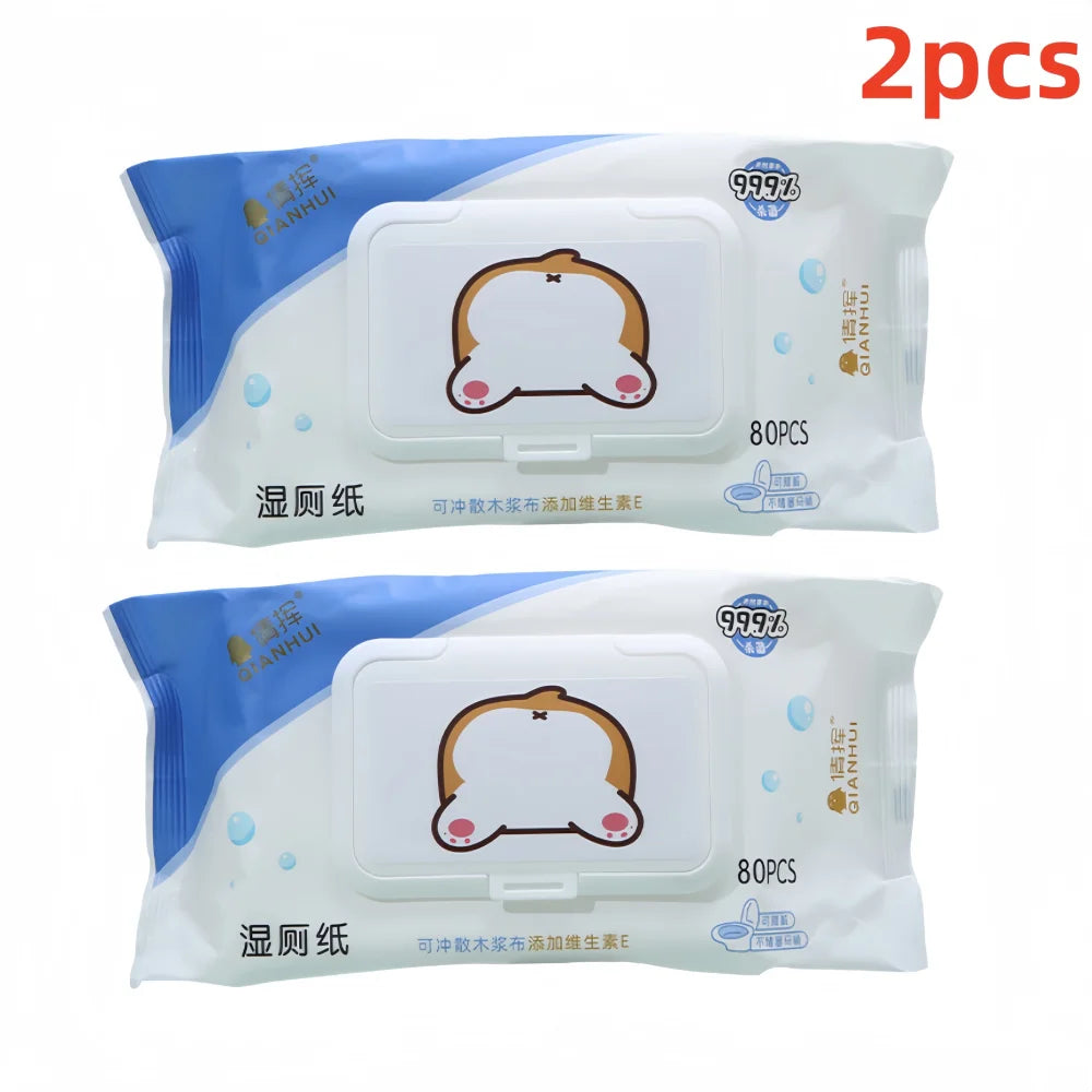 80 pieces/pack, wet toilet paper, for men and women to clean their private parts, wipe their buttocks, antibacterial toilet wet。