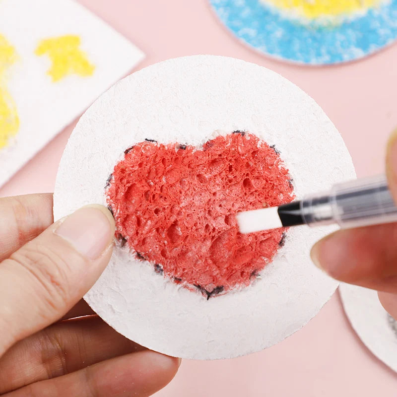 26/36Pcs 3D Drawing Magic Canvas Sponge with Water Brush DIY Art Foam Texture Painting Paper Kids Birthday Party Christmas Gifts
