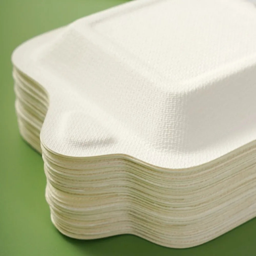 100PCS Biodegradable Material Disposable Paper Plate Eco-Friendly Square Thickened Paper Plate Non-slip Lightweight Cake Plate