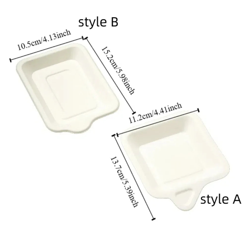 100PCS Biodegradable Material Disposable Paper Plate Eco-Friendly Square Thickened Paper Plate Non-slip Lightweight Cake Plate