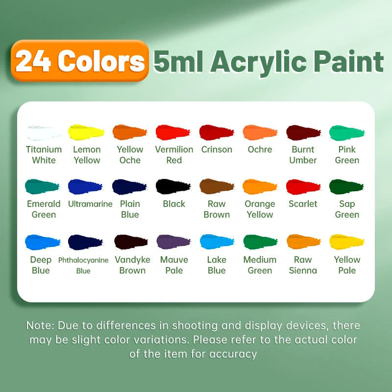 Acrylic Paint Set 12/18/24 Colors 5ml/0.17oz,Water-Proof Portable Art Rich Pigments for DlY Craft,Drawing,Painting,Canvas, Rock