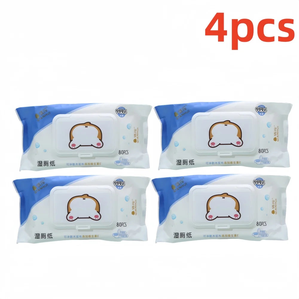 80 pieces/pack, wet toilet paper, for men and women to clean their private parts, wipe their buttocks, antibacterial toilet wet。