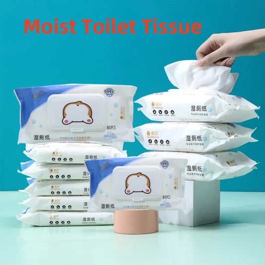 80 pieces/pack, wet toilet paper, for men and women to clean their private parts, wipe their buttocks, antibacterial toilet wet。