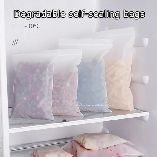 50Pcs 100% Biodegradable Full Bio Self-Sealing Bags - Food-Grade Plastic for Small Sealing Packaging - Eco-Friendly & Leakproof