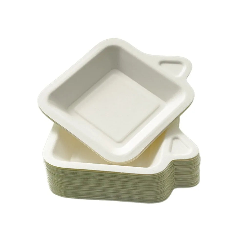 100PCS Biodegradable Material Disposable Paper Plate Eco-Friendly Square Thickened Paper Plate Non-slip Lightweight Cake Plate
