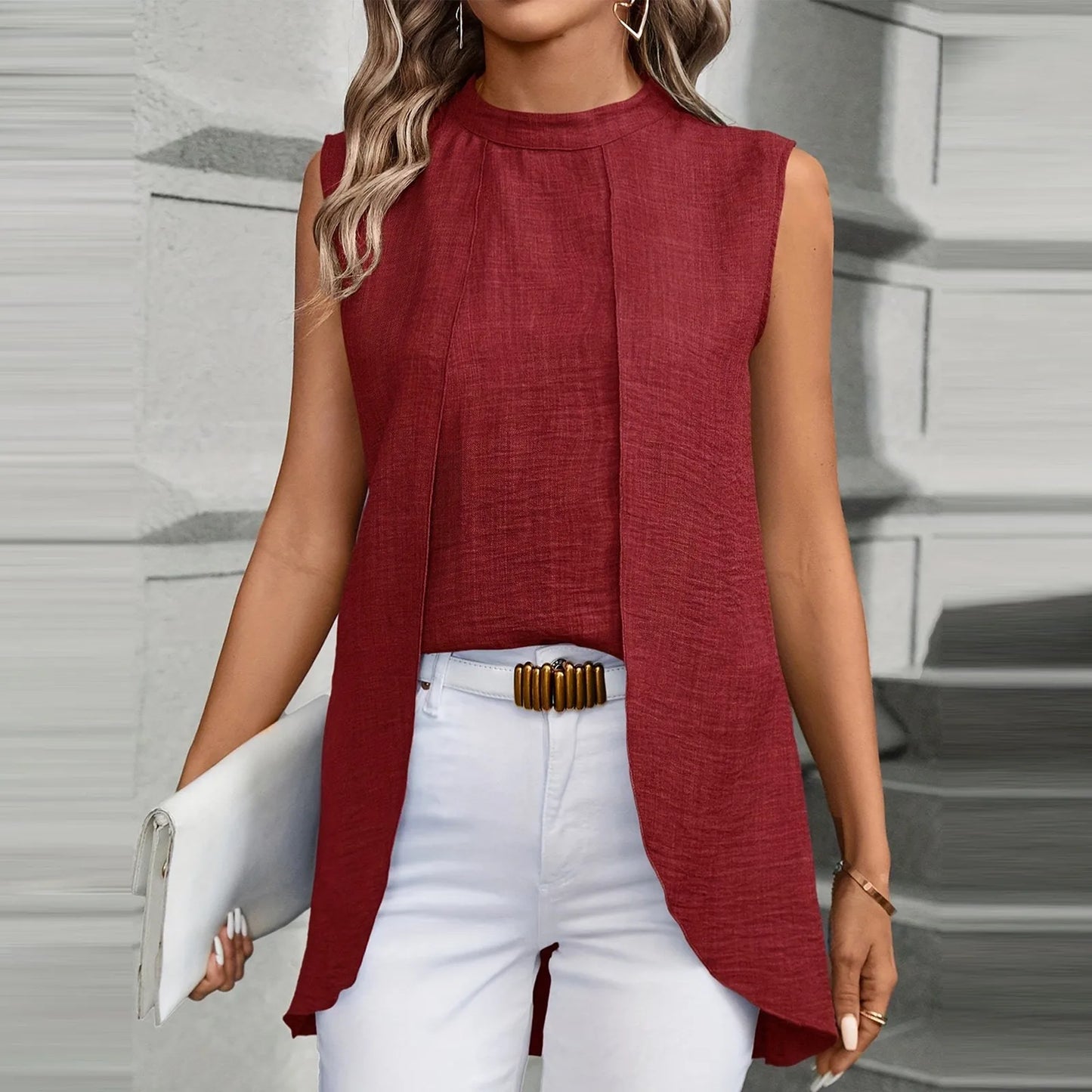 2024 new Sleeveless Shirt For Women Vintage Fashion Casual Loose Irregular Hem Tops personality Shirts ropa de mujer ofertas