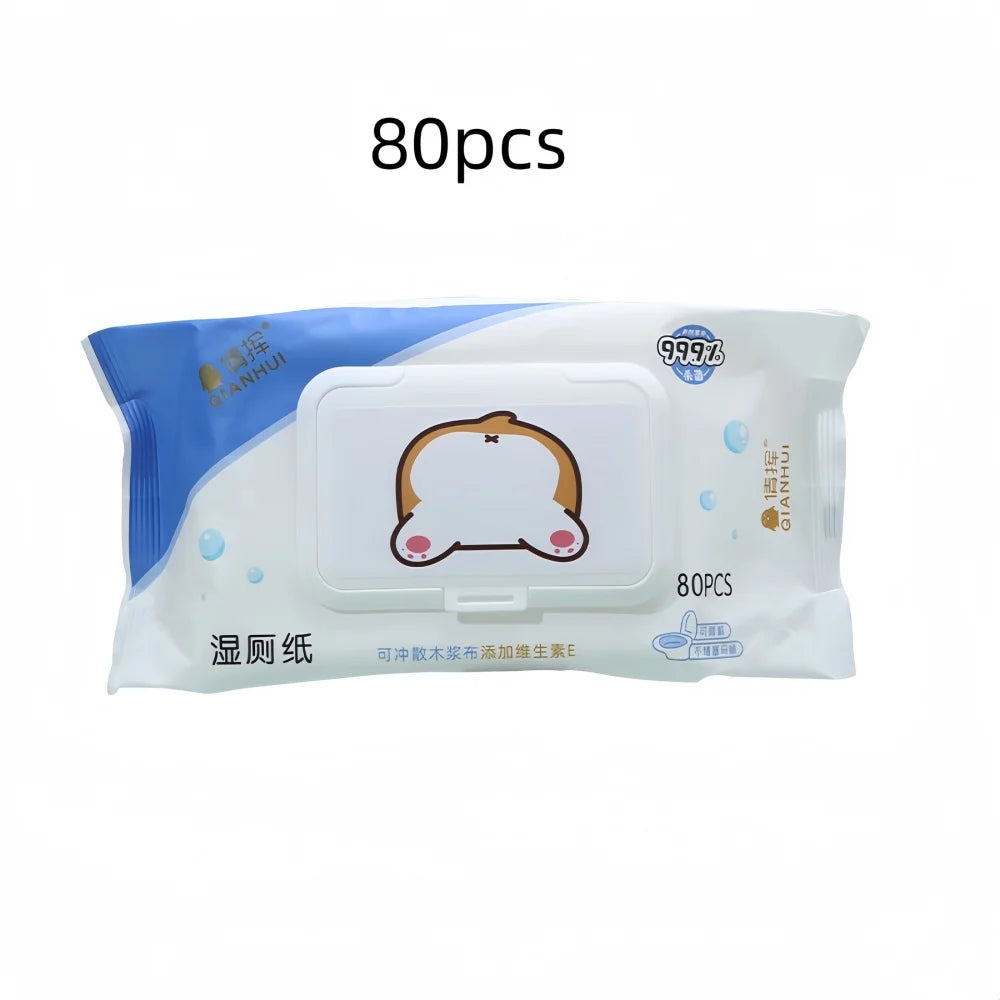 80 pieces/pack, wet toilet paper, for men and women to clean their private parts, wipe their buttocks, antibacterial toilet wet。
