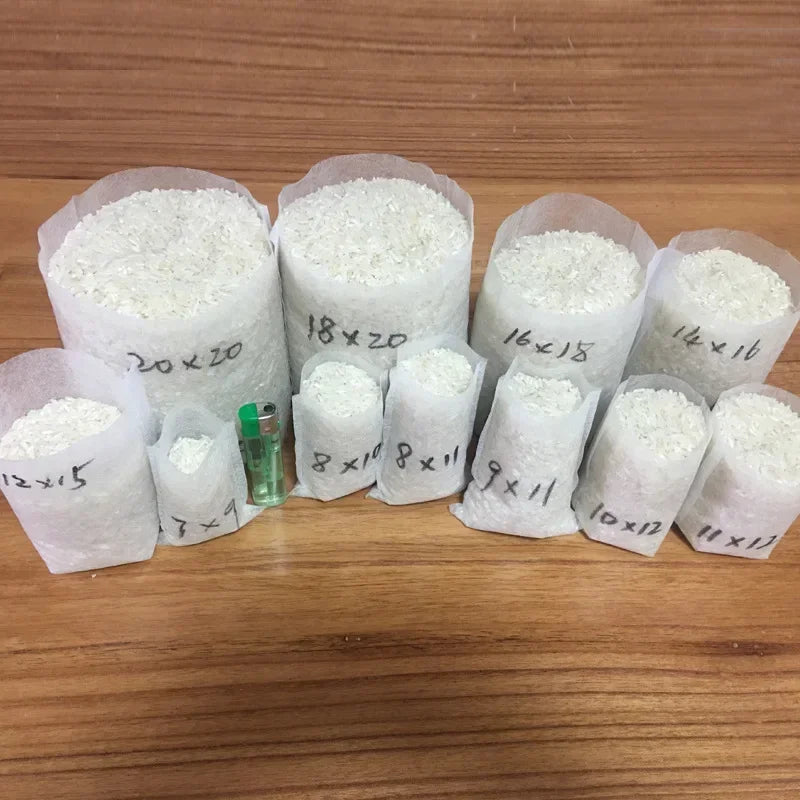 Eco-Friendly Biodegradable Nursery Bags for Plant Growth - Set of 100 Non-woven Fabric Seed Sowing Flower Pots Gardening Tools