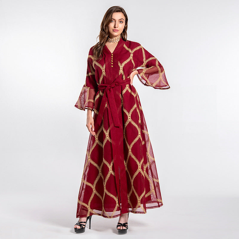 Middle East Muslim Temperament Gauze Dress
