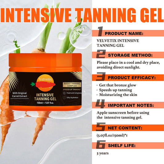 Velvetix Natural Tanning Gel -150ml Outdoor Tan Accelerator With Coconut & Sunflower Oils - Fast-Absorbing, Water-Resistant Glow For Women & Men